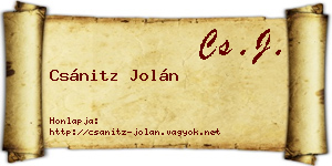 Csánitz Jolán névjegykártya
